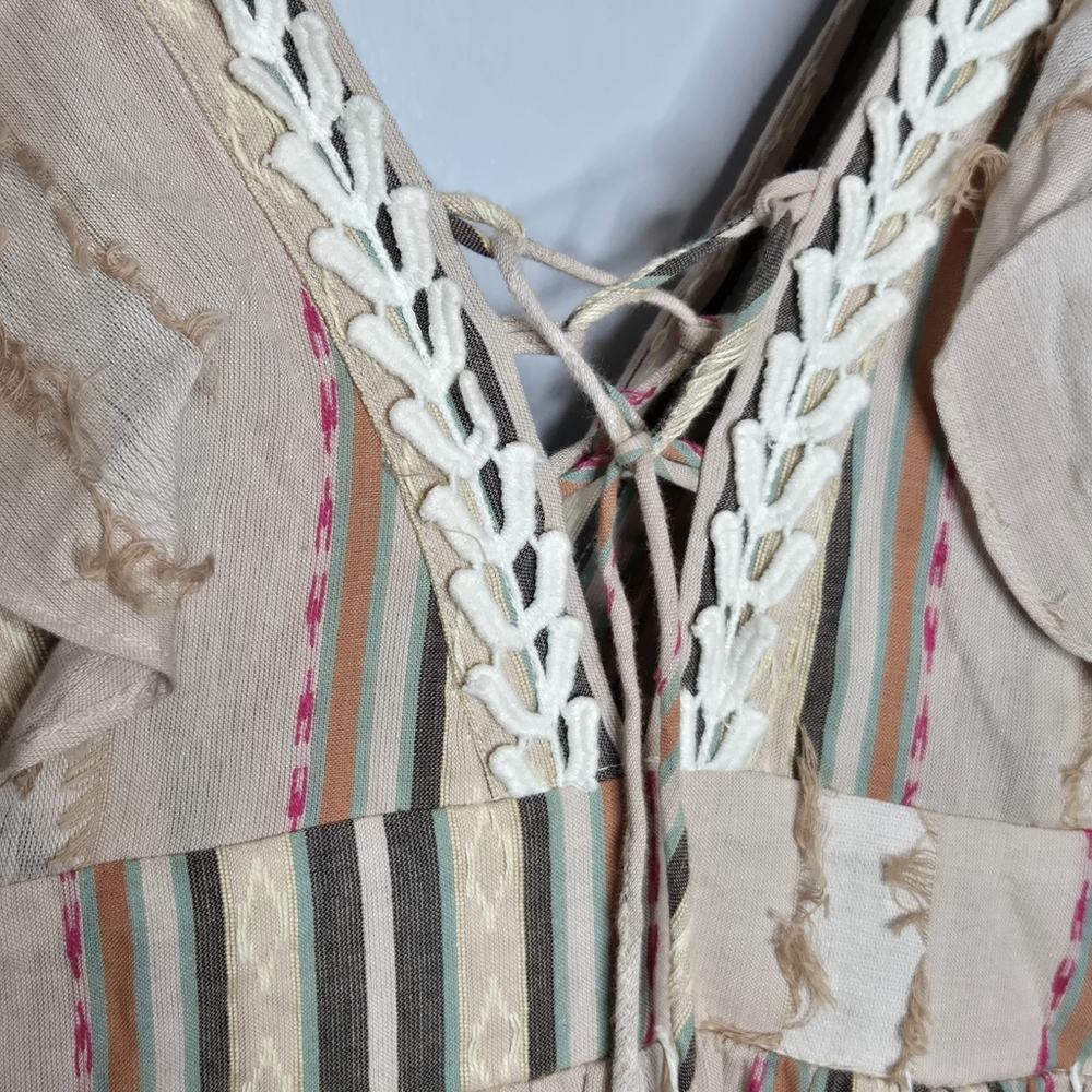 Anthropologie Hemant & Nandita‎ Pixie Boho Printed Fringe Long Maxi Dress Large - Picture 6 of 12